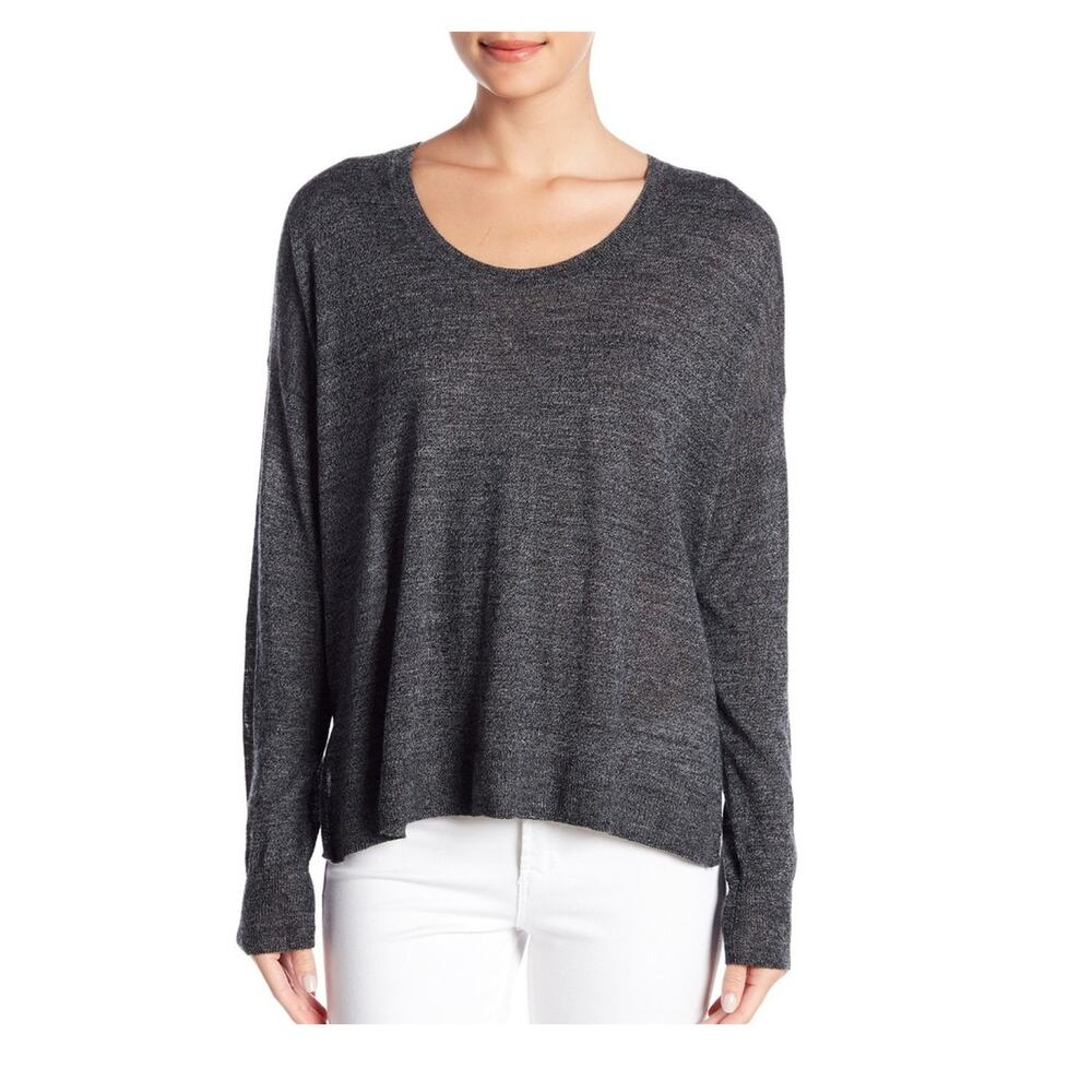 Madewell Southstar Pullover Top Size XXS Grey Wool Blend Semi Sheer High Low NWT